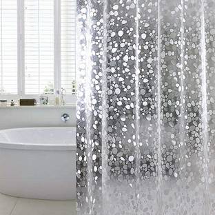 Fabfurn 243.84 cm (8 ft) PVC Semi Transparent Shower Curtain Single Curtain
