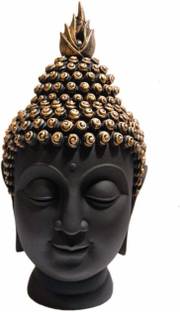 Navdi Creation Place this Black Gold Polyresin Meditating Head/Neck Buddha Showpiece on your side table or in the showroom and add a divine touch to your decor. This statue features a Thinking and meditating Buddha that is sure to create a soothing ambience around. Sporting a strong and sturdy make owing to its polyresin make, it will last you for years to come. Decorative Showpiece  -  13 cm