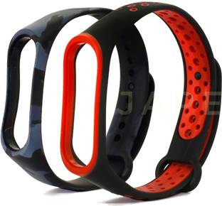 Jape Combo ofArmy Grey and Black Red M3 and M4 Band Strap Smart Watch Strap