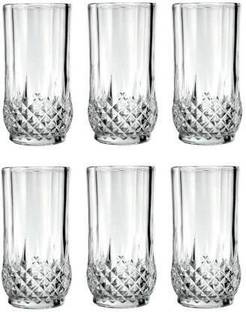 tyche enterprise (Pack of 6) Crystal Diamond Cut Imported Transparent Juice and Water Glasses, Tumbler 300 ml- (6 Pcs Set) Glass Water/Juice Glass