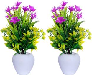 Anuash Artificial Flowers with Pot, Indoor Artificial Plants with Pot for Desk or Home Decor Artificial Green Plants for Décor, Home, Office, and Living Room Decoration-NG166 Artificial Plant  with Pot