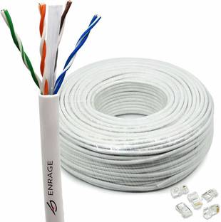 ENRAGE Ethernet Cable 100 m 100 Meter CAT6 Cable Ethernet Network LAN UTP Cable 100 Meter Bulk Bundle | CCA Copper Clad Aluminum - Grey