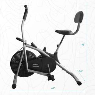 Adonai Upright Air Bike with Back Support Moving/Fix Arms for Cardio Full Body Workout Upright Stationary Exercise Bike