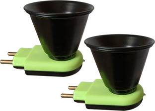 Vedic HP VEDIC MultipurposeElectric Kapoor Dani Direct Plug-In Dhoop Dani Bakhoor Dani Camphor Burner For To keep Away Mosquitoes Aroma burner, Incense Holder (PACK OF 2)in black and green color Plastic Incense Holder