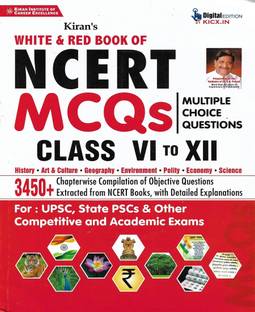 White & Red Book Of NCERT MCQs Class 6th To 12th In English Useful For UPSC PCS IAS SSC Railway Bank And Other Exams Etc