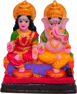Crafting Bear Laxmi Ganesh Ji Statue - Polyresin Especially for Diwali Puja and Gift Purpose 12cm Decorative Showpiece  -  12 cm