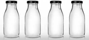 RKFancyLight clear hygiene glass water milk juice multipurpose bottle with golden lid 4(500ml) 500 ml Bottle