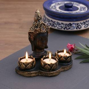 Miss Peach Handicraft Buddha Head Tea Light Candle Holder For Home Decor|Meditating Buddha| buddha statue for home décor|buddha statue in Religious Idols|buddha statue in Spiritual & Festive Décor|Home decorshowpieces|table decorations items|handicraftitems|decorative items for room in Racks & Shelves|statues|statuegift|statue for home|statue of gods|buddhashowpieces|Showpieces &Figurines|showpiece for bedroom|Showpiece for living room|Showpieces in home| Polyresin 3 - Cup Candle Holder Set