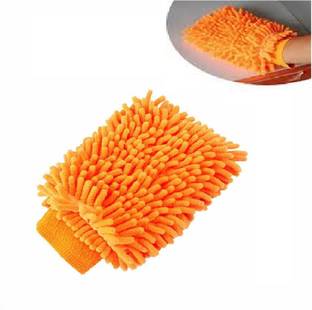 LAZI Multipurpose elastic Double sided Microfiber for Washing Cleaning Dusting Hand Mitt Glove Glows Cloth Sponge for Home Kitchen Office Hotel Car Bike (Free Size) Wet and Dry Glove