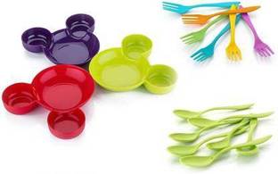 sudani Plastic Unbreakable & Best for Brunches & Snacks, Loved by Kids & Babies, Baby Cutlery, Kids Lunch Plate Chip & Dip Tray Serving Set Chip & Dip Tray Serving Set /3Table Spoon Set 6 pieces Sectioned Plate (9 Sectioned Plate)Table Spoon Set 6 pieces Sectioned Plate (9 Sectioned Plate)Table Spoon Set 6 pieces Sectioned Plate (9 Sectioned Plate)Set of 3 - plastic (Multicolor) Dinner Set