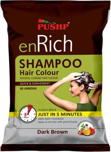 Pushp enRich Shampoo Hair Colour Dark Brown (pack of 5) , Dark Brown