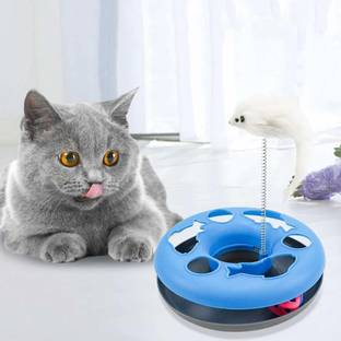 Woofy Happy Kitten Cat Circle with Ball and Catch The Mouse Motion Toy Plastic Soft Toy For Cat