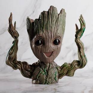 Jaipuri Craft Baby Groot Showpiece / Groot Planter Gift Set Baby Groot Air Plant Groot Pot Groot flower pot Groot Planter Pot / Baby Groot Flowerpot Tree Man Planter Flower Pot with Drainage Hole Pencil Pen Holder,Diligencer Office Party Ornament Christmas Birthday Gift Planter / Groot Planter Flower Pot Groot Action Figures Guardians of The Galaxy Flowerpot Baby Cute Model Toy Pen Container Wooden Vase Decorative Showpiece  -  15 cm