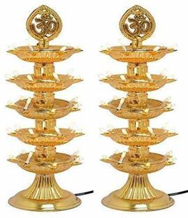 M2 LOOK 5 Layer Electric Diya Deepak Light Lamp LED Light for Home Temple Decor (Pack of 2) Table Lamp