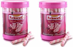 Pickwick Wafer Rolls, Strawberry (300 g, Pack of 2 ) Wafer Rolls