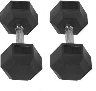 FratiiSingh 5Kg Rubber Hex Dumbbells {Pack of 2 Dumbbells of 5kg} Fixed Weight Dumbbell