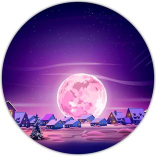 NOCKOUT Designer Round Gaming Non-Slip Rubber Base Mouse Pad for Laptop and Computer |(20 cm x 20 cm, Lighting Moon) Non Slip Base Mousepad