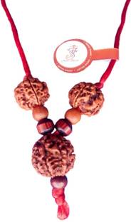 jupiter speaks Saraswati Kawach for Students I Pendant of 4 & 6 Mukhi Rudraksha with Chandan Beads, 100% Original Four & Six Faced Rudraksha, Sandalwood Kavach Wood Necklace