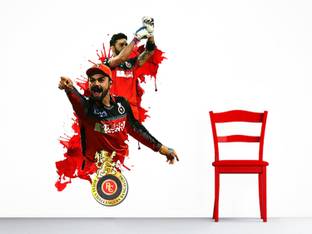 DivineDesigns 41 cm Virat Kohli RCB Sticker Self Adhesive Sticker