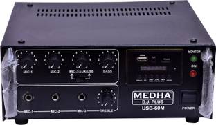 MEDHA D.J. PLUS Professional 60WATT Recording P.A. Amplifier 3 Microphones 1-Aux and 1-USB Input 60 W AV Power Amplifier
