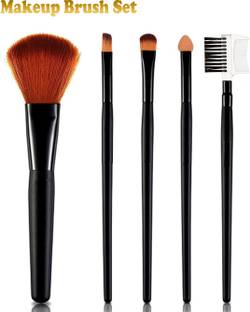 COLOR FLAME Makeup Brushes Set 5 IN 1 ( Eyeshadow Brush, Lip Brush, Rouge Brush, FNF Eyebrow Shaper, Pouch Brush )