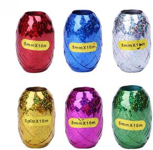 Uprising Store Birthday Popper Curly Car/Balloon Ribbon Roll DIY Gifts Crafts Foil Curling for Christmas/Wedding Birthday Gift Wrapping Party Decoration Supplies Ribbon (Pack of 6) 0116 Multicolor PP (Polypropylene) Ribbon