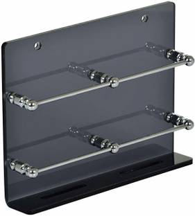 POWERQUALIS Acrylic Double Mobile Stand Dual Phone Charging Holder TV AC Remote Stand for Home Office Bedroom Hotel Wall Multipurpose Mobile Stand Acrylic Wall Shelf