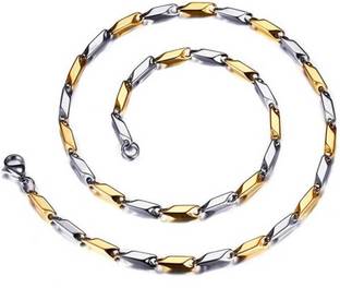 Divastri Jewellery Valentine Stlylish Fancy Party Wear Titanium Long Necklace Handmade Necklace chain latest design Style Simple -CN-DS01 Gold-plated, Silver, Titanium Plated Metal, Silver, Stainless Steel Chain