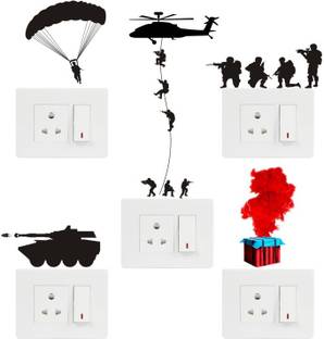 वॉलस्टिक Bubg - War - Soldiers - Army - Hero - Creative - Decorative - Switch - Board - Panel - Stickers - WS3009-A