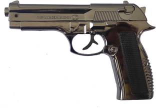 NSV Heavy Metal Full Cock Pistol Gun Lighter With Windproof Flame Cast Iron, Nickel Gas Lighter