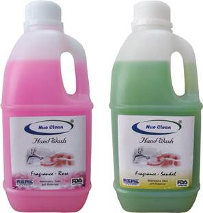 nuo clean Handwash Combo pack of 2 |( 2 x 1)Litres| Rose and Sandal Hand Wash Bottle