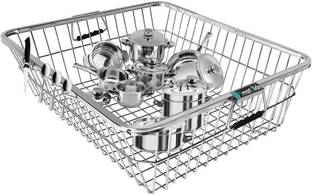 KEEPWELL Dish Drainer Kitchen Rack Steel High Grade Stainless Steel Dish Drainer / Utensil Drainer Kitchen Rack / Bartan Basket / Utensil Drying Rack (Big)