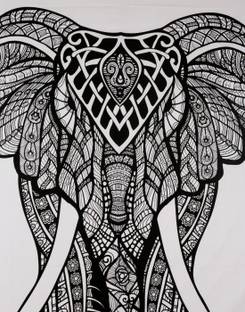 Art World Elephant Face Tapestry Single Bedsheet Bedspread Bedding Bedcover Psychedelic Boho Tie Dye Printed Wall Hanging Elephant Face Tapestry Tapestry