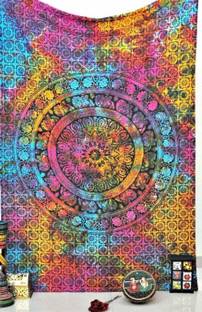 Art World Tapestry Single Bedsheet Bedspread Bedding Bedcover Psychedelic Boho Tie Dye Printed Wall Hanging Decoration (Multi Color, Medium) Tapestry Single Bedsheet Bedspread Tapestry