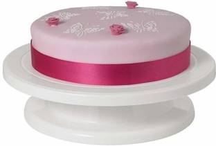 OZEX Degree Rotating Revolving Cake Turn Table Plastic Cake Decorating Turntable Stand Cake Decoration Turning Table Tool with 3pc Scraper Fondant Set Plastic Cake Server Plastic Cake Server