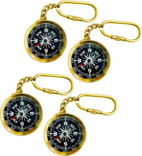 GOLA INTERNATIONAL Brass Magnetic Ditection Compass Keychain Pack of 4 Key Chain Key Chain
