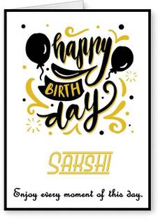 Midas Craft Happy Birthday Sakshi ….03 Bithday Message Greeting Card