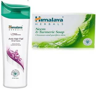 HIMALAYA Anti-Hair Fall Shampoo 400ML Men & Women (400 ml) AND Neem And Turmeric Soap, 125g