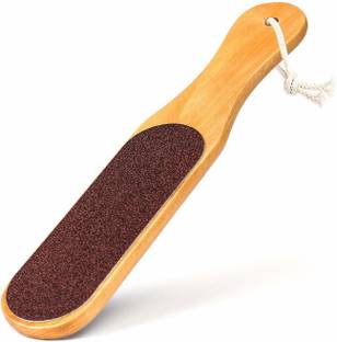 Lusty soul Double Sided Foot Scrubber, Wooden Handle Foot Scrubber For Dead Skin Callus Remover Pedicure Tool, 35 Gram, Pack Of 1