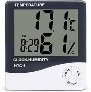 AWICLA Hygrometer Thermometer with Clock TEMP AND HUMIDITY METER All-in-One Digital Moisture Measurer