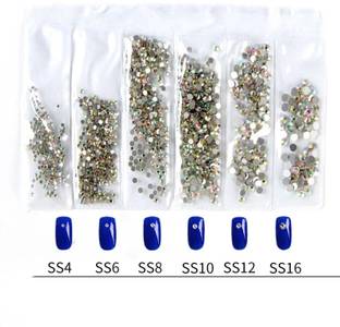 Shills Professional Glitter rhinestones for Nails art Crystal AB Clear Glass Stones 3D nail design Decoration Flatback nonhotfix rhinestone