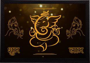 eCraftIndia Lord Ganesha Matt Texture UV Art Framed Ink 14 inch x 20 inch Painting