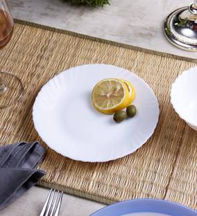 LAOPALA DIVA Diva Opalware Glass Fluted Quarter Plate (7.5-inch, White) Set of 6 Quarter Plate