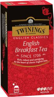 TWININGS English Breakfast Tea, Premium, English Classic Range, Medium Strength, Rich Flavour Black Tea Bags Box