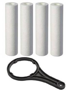 GE FILTRATION Spun Filter Candle 10inch /Outer Filter/Catridge filter with spanner/Compatible with all domestic water purifiers with wrench pack of 4 Solid Filter Cartridge