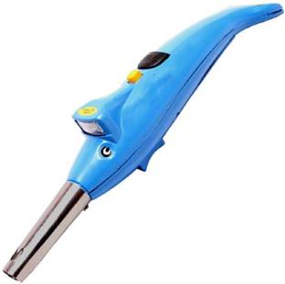 Protos India.Net Gas Lighter For Kitchen Stove 2 in 1 Torch BLUE Dolphin Lighter Gas Plastic, Steel Electronic Gas Lighter