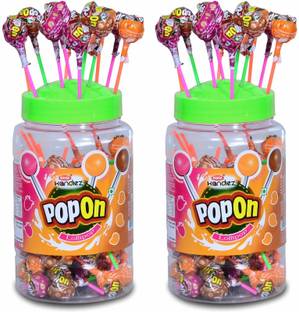 Mahak PopOn Lollipop jar (Pack of 2) Mango, Strawberry, Caramel Lollipop