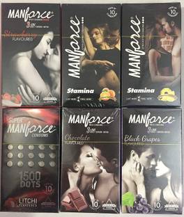 MANFORCE Combo pack ( Strawberry+ chocolate+ Orange+ pineapple+ Black grapes+ Litchi ) Condom