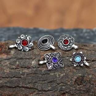 AHOORA ENTERPRISES Pearl Silver Plated Alloy Nose Stud