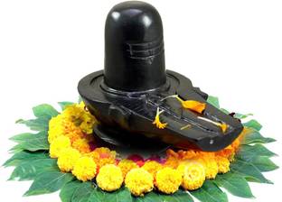 Best-Quality-Hub Shivling for Home Pooja Temple Black Marble lord shiva lingam Decorative Showpiece  -  12.7 cm